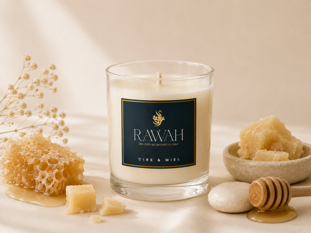Bougie artisanale personnalisée Cire et Miel Rawah
