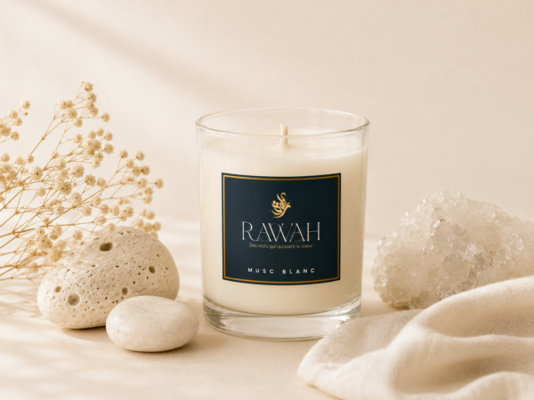 Bougie artisanale personnalisée Musc Blanc Rawah